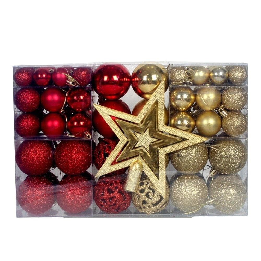 101Pcs Plastic Christmas Ball Set Multiple Color Christmas Ball Gift Box Home Decor