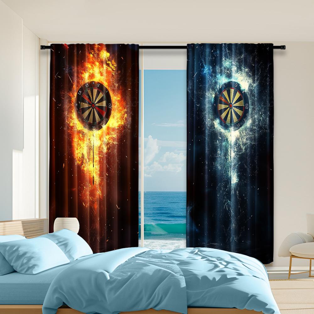 

Set Of 2 Versatile Polyester Transparent Curtains Home Decoration Creative Lightning Flame Pattern Use Bedrooms Made Sleeping Area Window Treatment W100*H70(CM)-Rod Pocket&1PCS