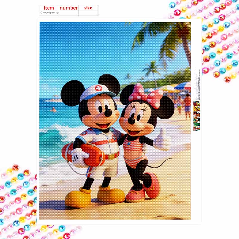 Disney DIY diamond painting 5d full diamond Mickey Minnie beach lifeguard cross stitch diamond living room bedroom decorative painting