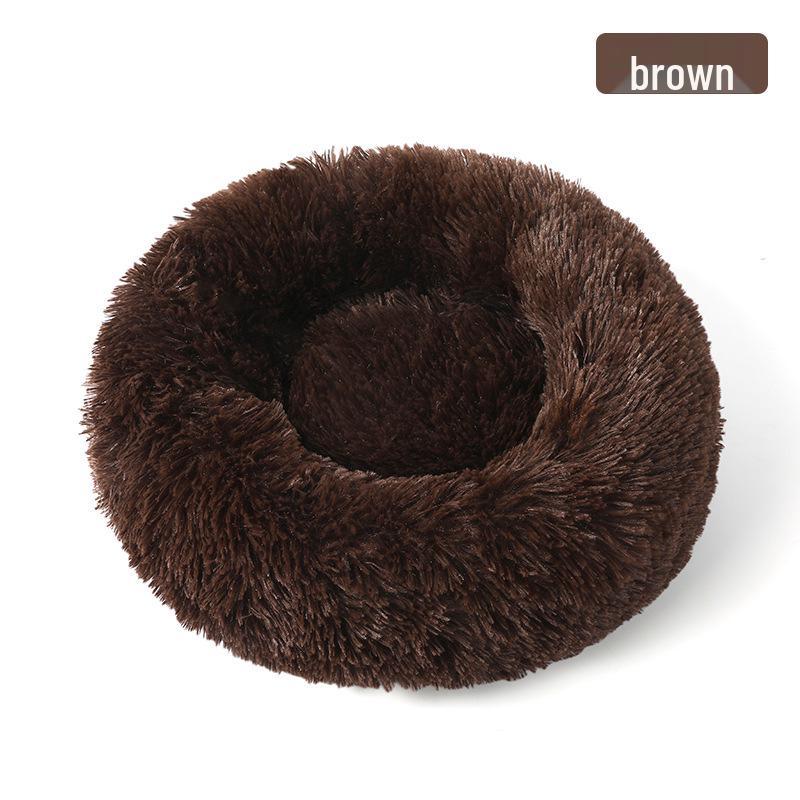 Round Plush Winter Pet Bed: Removable, Warm Cat & Dog Nest Cushion