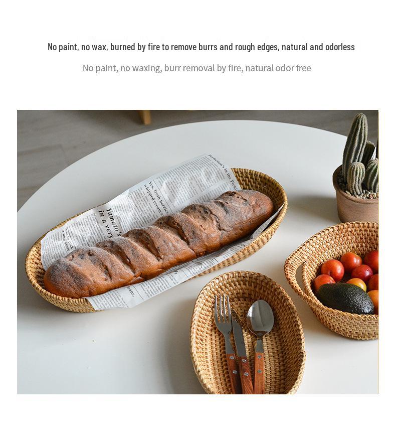 Nordic Rattan Woven Basket for Fruit, Bread, Snacks, and Decorative Use