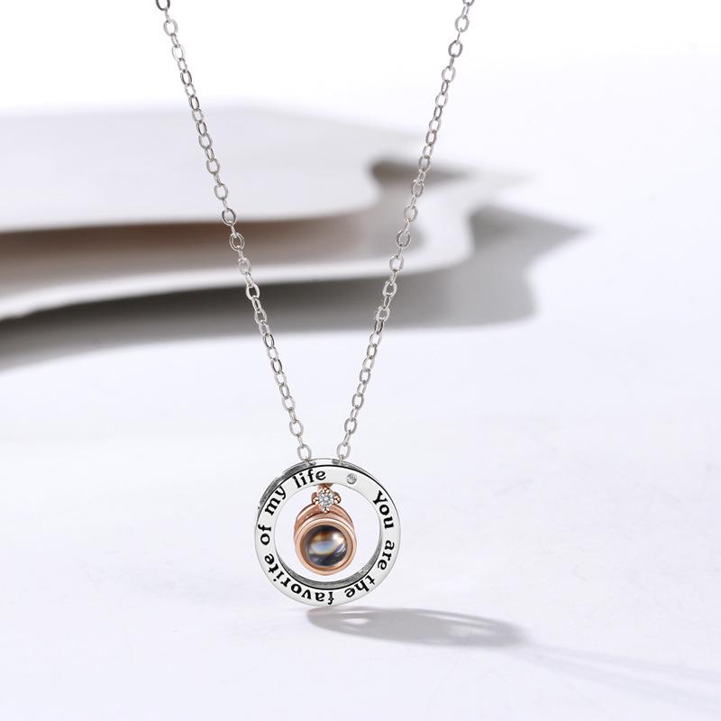 925 Sterling Silver Luxury Projection Necklace for Women - Simple Elegant Pendant, Perfect Valentine s Day Gift 925 Sterling Silver