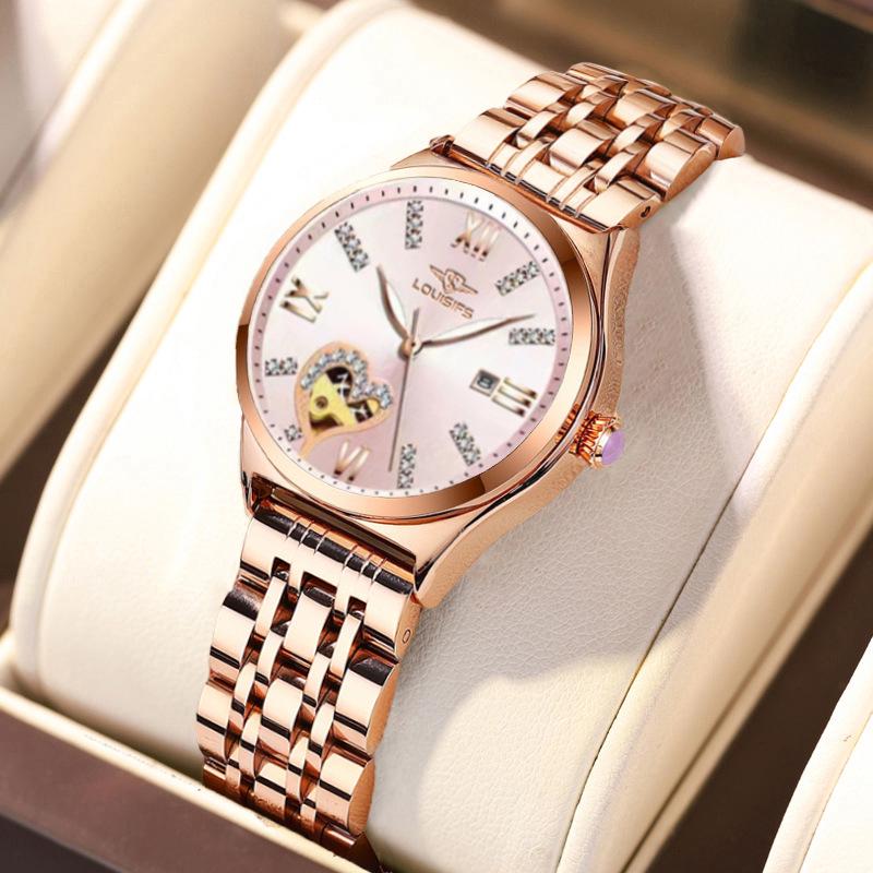 Louis Vanson Women's Luminous Diamond-Set Waterproof Calendar Watch – Popular Style