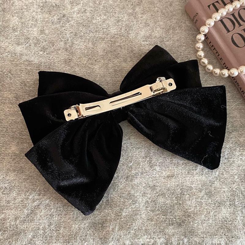 1pc Elegant French Bow Rhinestone Hair Clip-Black-Adorned Hairpin with Large Statement Bow for Women,Sparkling Hair Accessories
