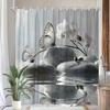 Orchid Butterfly Shower Curtain Elegant White Flowers and Butterflies Waterproof Polyester Bathroom Decor