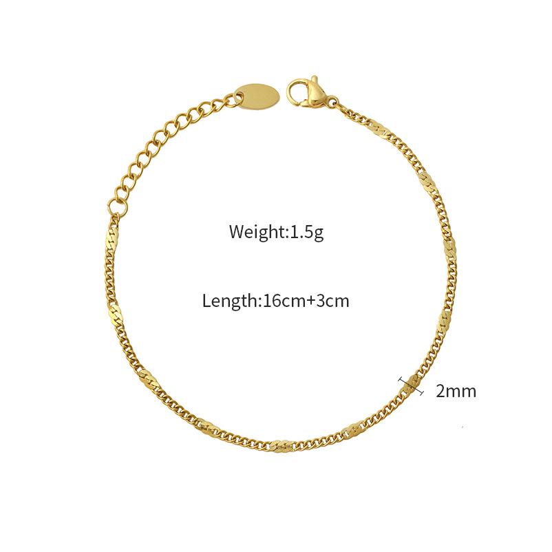Girls' Simple Chain 316 Material Gold Necklace Fashionable Versatile Personalized Anklet Bracelet
