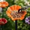 Weather Resistant Resin Feeder Flower Stake Bee Feeder, Handmade Flowers Watering Station, Garden Pollinator Backyard Wildlife Water Dish Cups