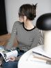 Women's 2025 Autumn Slim-Fit Cotton Striped Crew Neck Long-Sleeve T-Shirt