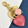 Love Heart Four Leaf Clover Keychain With Glitter Resin Metal For Fashion Bags And Gifts