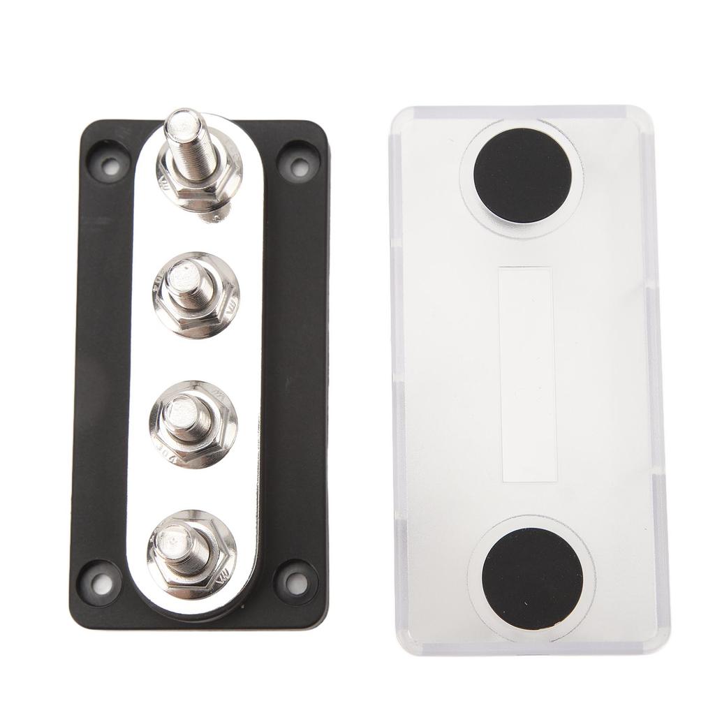 4 Studs Power Distribution Block 12‑48V 150A Brass Nickel Plated for Cars Trucks RVs Marine Boats Black
