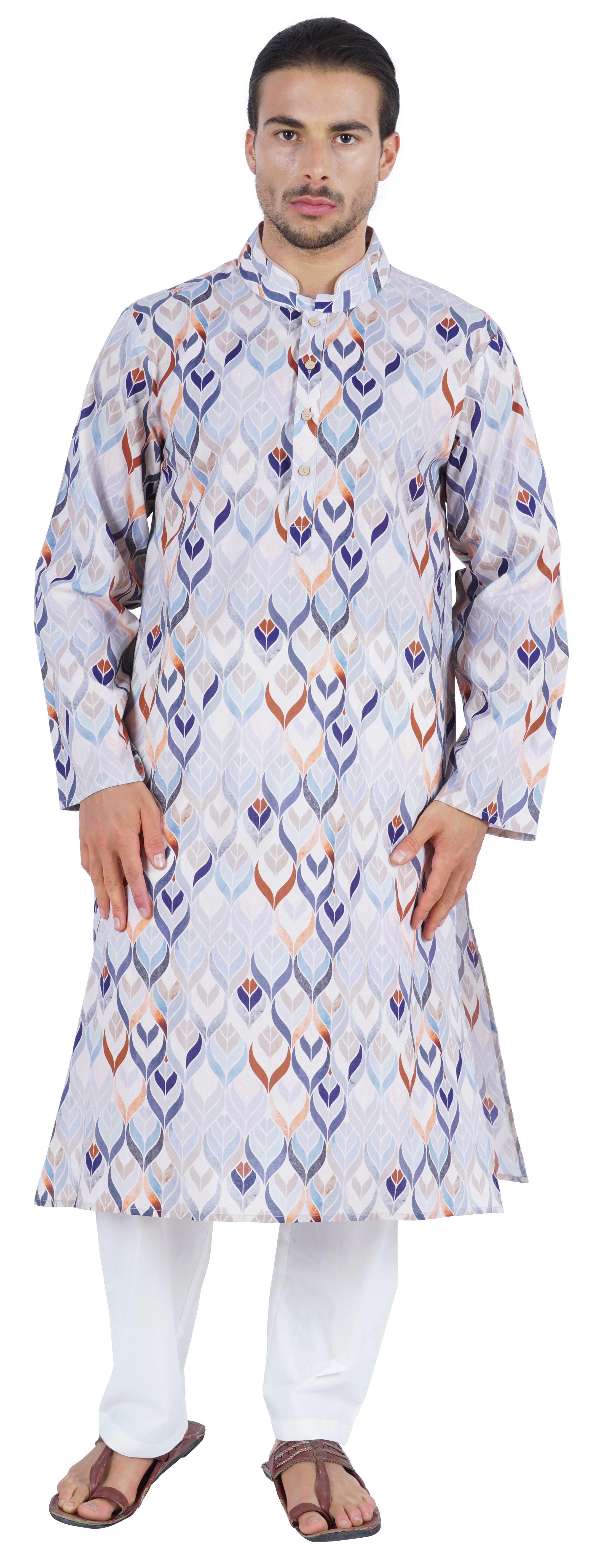 

Atasi Курта з довгими рукавами в етнічному стилі для чоловічої вечірки з принтованим китайським коміром XXL різнокольоровий