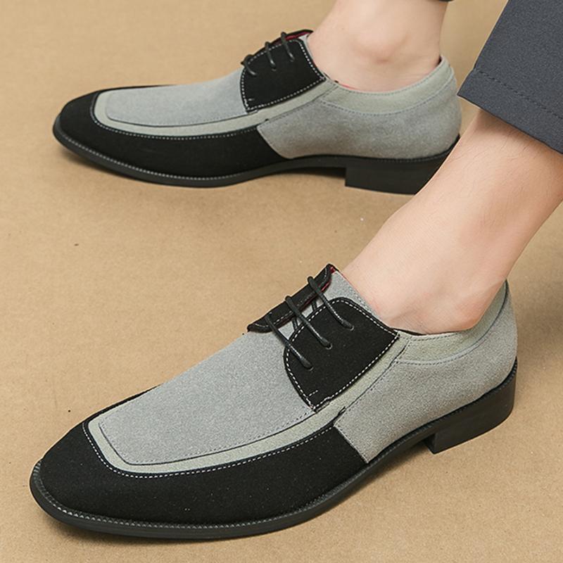 Fashion Trend Men's New Lace Up Mix Patchwork Suede Casual Oxford Gentleman Shoes Formal Wedding Prom Dress Homecoming Zapatillas Hombre