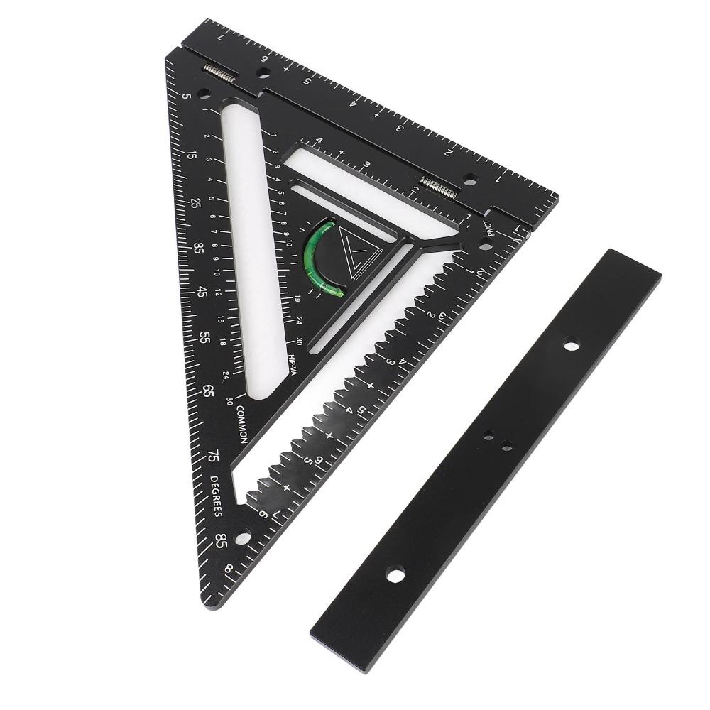 3pcs Black Carpenter Square Aluminium Alloy Framing Square Precise Triangle Ruler Flatwork