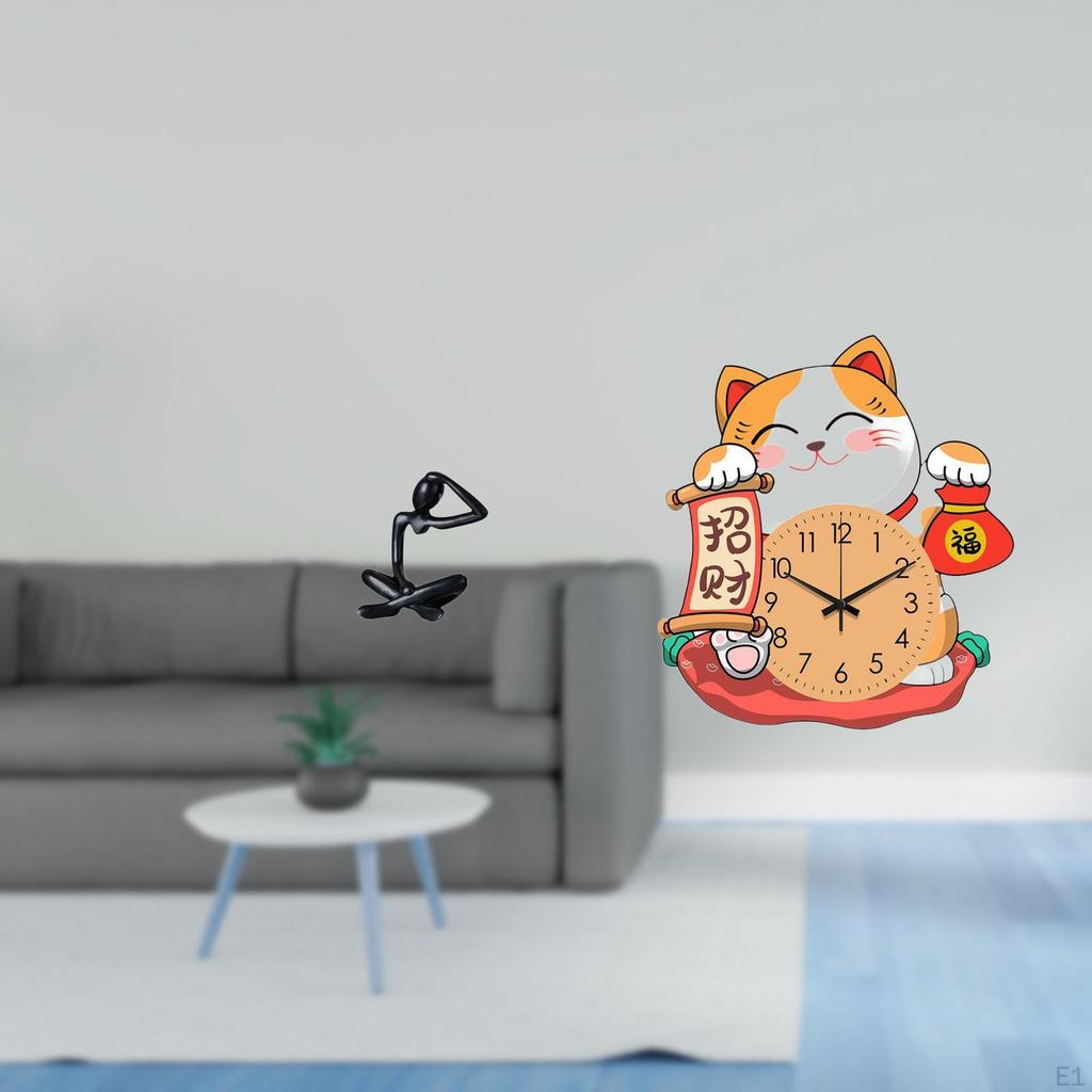 Abstract Cat Sculpture Modern Tabletop Ornament Silent Wall Clock Decorative Figurine Collection for