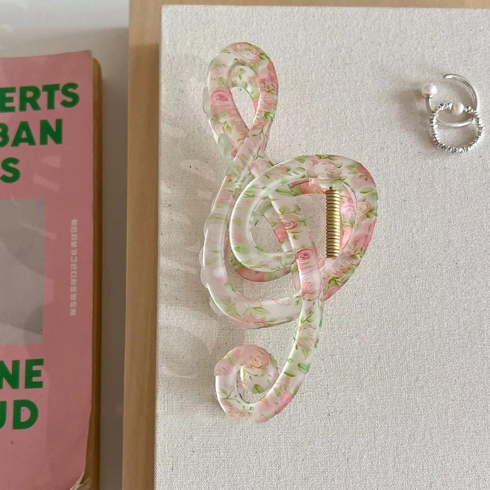 Matte Finish Music Note Hair Claw Clip Floral Pattern Updo Hair Clip  Girls Hairstyles