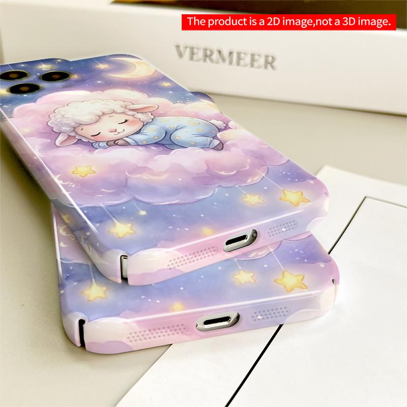 2DFlat Sleepy Sheep on Clouds All inclusive film hard iPhone case, compatible with iPhone 18 Pro Max 17 16 15 14 13 12 11