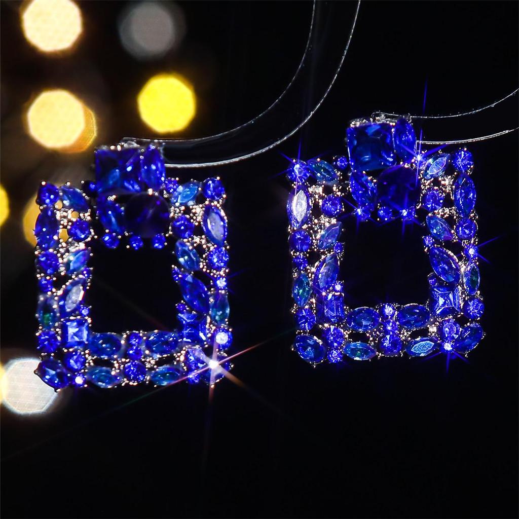 European and American Luxury Colorful Rhinestone Flower Stud Earrings for Women