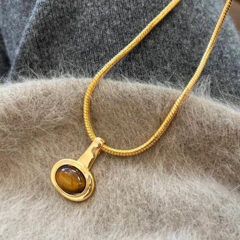 Tigerauge Stein Halskette Damen Schmuckzubehör Kaffeefarbene Perlen Schmuckzubehör