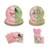 Pink Green Witch Theme Birthday Party Cutlery Paper Plates Paper Cups Paper Towels Tablecloths Flag Birthday Party Supplies