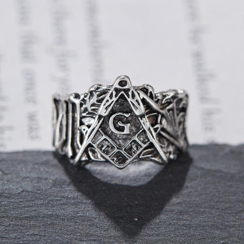 Hip Hop Punk Pánský prsten s masonským symbolem Dámský Vintage Módní Osobnost Kreativní Párty Zirkon Dárek
