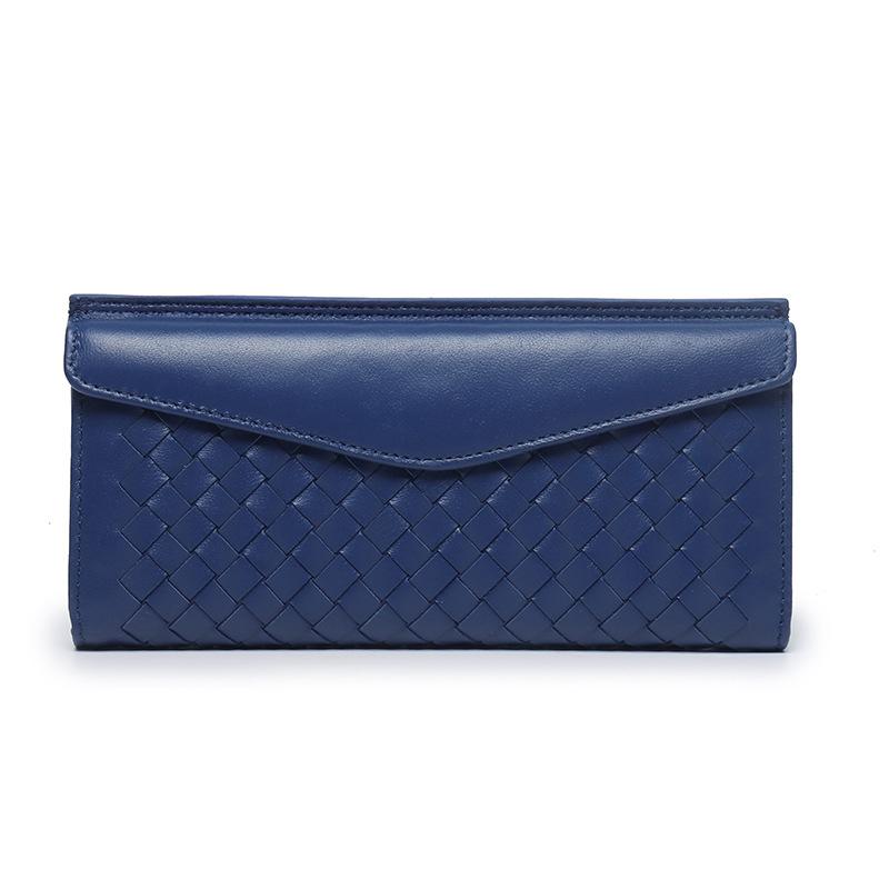 Leather wallet hand-woven sheepskin medium and long leather gradual change multi-card unisex wallet