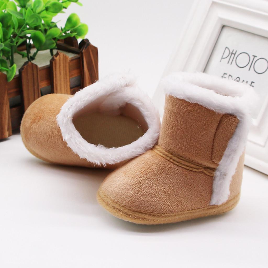 Infant Newborn Baby Girls Cashmere Plush Winter Boots Bandage Warm Shoes
