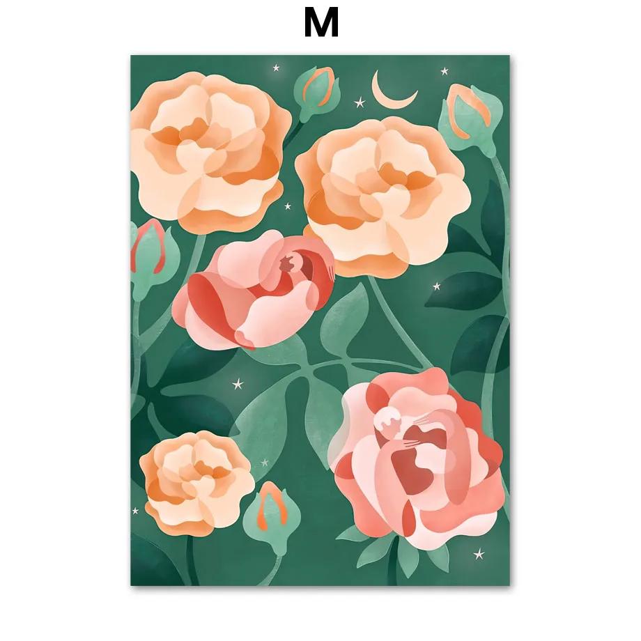 Scandinavian Style Boho Abstract Wall Art Prints, Abstract Poster, Coral Leaves Flower Gallery, Aesthetic Room Decor, Modern Fas