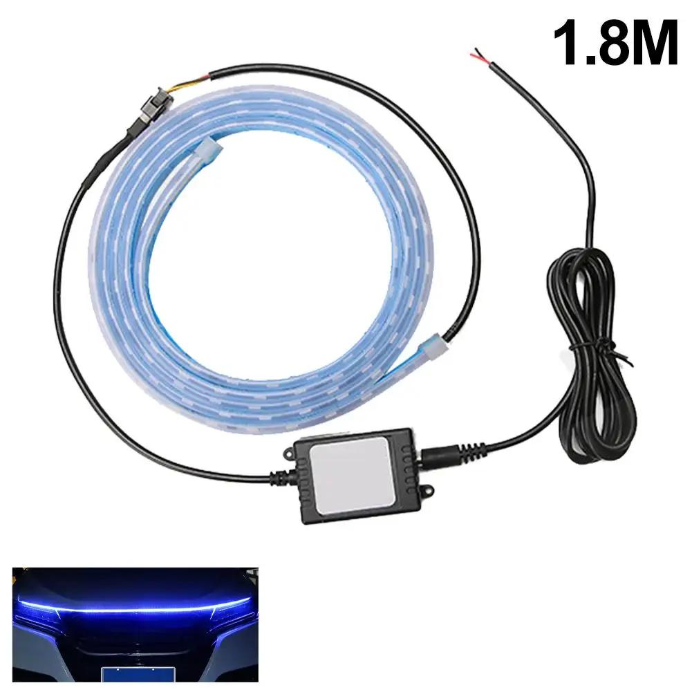 

180cm Scan Starting LED Light Strip Dynamic Car Hood Light Car Universal Daytime Running Strip Decorative Decor Accessory L C2G4 синий