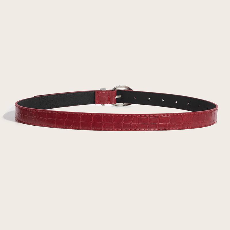 High-End Crocodile Pattern Red Thin Belt For Women 2025  Niche  Belt For Skirts And Jeans