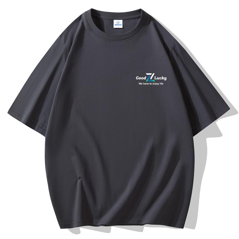Gutes Glück Lockeres Kurzarm-T-Shirt für Herren 100% Baumwolle Rundhals-Oberteil
