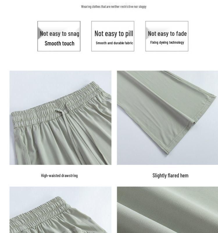 Women's Summer High-Waist Flare Pants - Sun Protection, Thin Ice Silk, Casual Straight-Leg Trousers