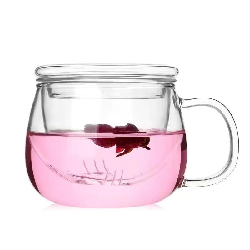 Bring a Glass Cup Flower Teacup Glass Teacup Tea Cup Filter Water Cup Juice Milk Cup