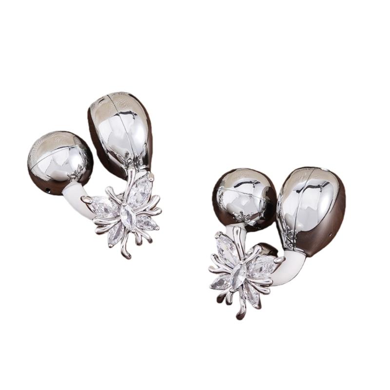 Butterfly Shaped Rhinestones Earphone Decorations Sweat Resistant Coppers Alloy Universal for Sports Enthusiasts and Fas