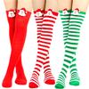 Santa Claus Striped Socks Doll High Socks Over The Knee Socks Women'S Christmas Doll Stockings Party Long Socks