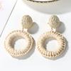 Geometric Drop Korean Dangle Earrings For Women Girls Oversize Round Rattan Knit New Style Jewelry Summer Beach Accessories