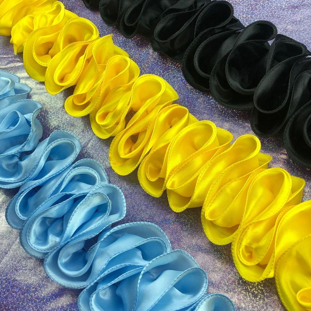 1Meters/lot 10cm Wide Colorful Satin Wave Three-dimensional Lace DIY Performance Costume Dance Dress Skirt Lace