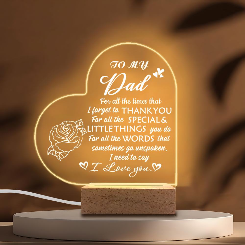1PC Acrylic Luminous Ornament Photography Accessories, USB Base, Dad Gift, I Love You Figurines