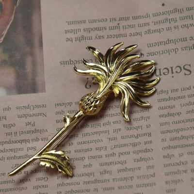 Vintage Distelblüten Broschen für Damen Unisex 2-farbiges Metall Gras Pflanzen Party Lässige Broschen Pins Geschenke