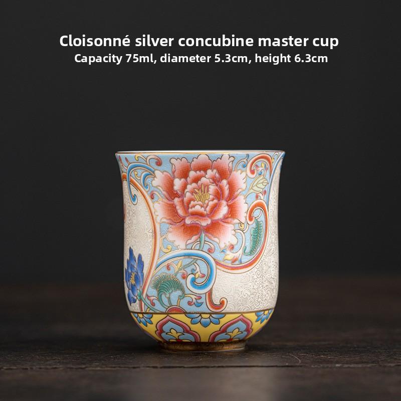 Reinsilber Filigran Emaille Tausendblumen Meistertasse Palaststil Teeverkostungstasse Einzelnes Kung Fu Teegeschirr Duftschmecktasse