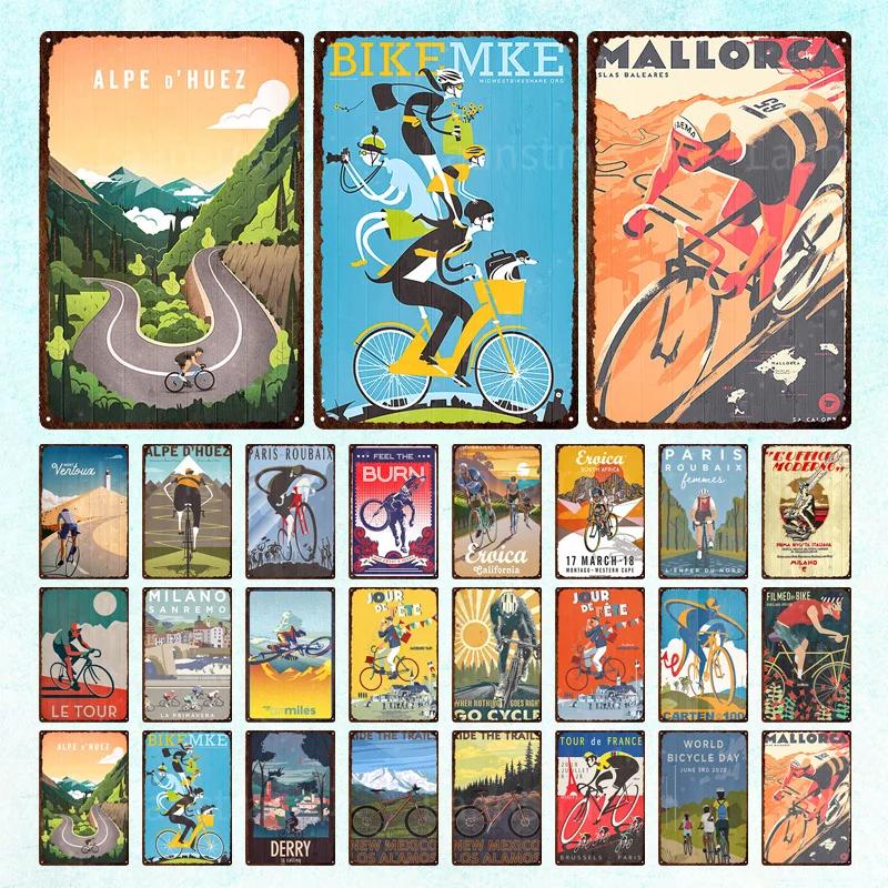 Mountain Bike Vintage Poster Landscape Metal Plate Plaque Wall Decor Iron Retro Posters Man Cave Bar Club Decoration Artwork