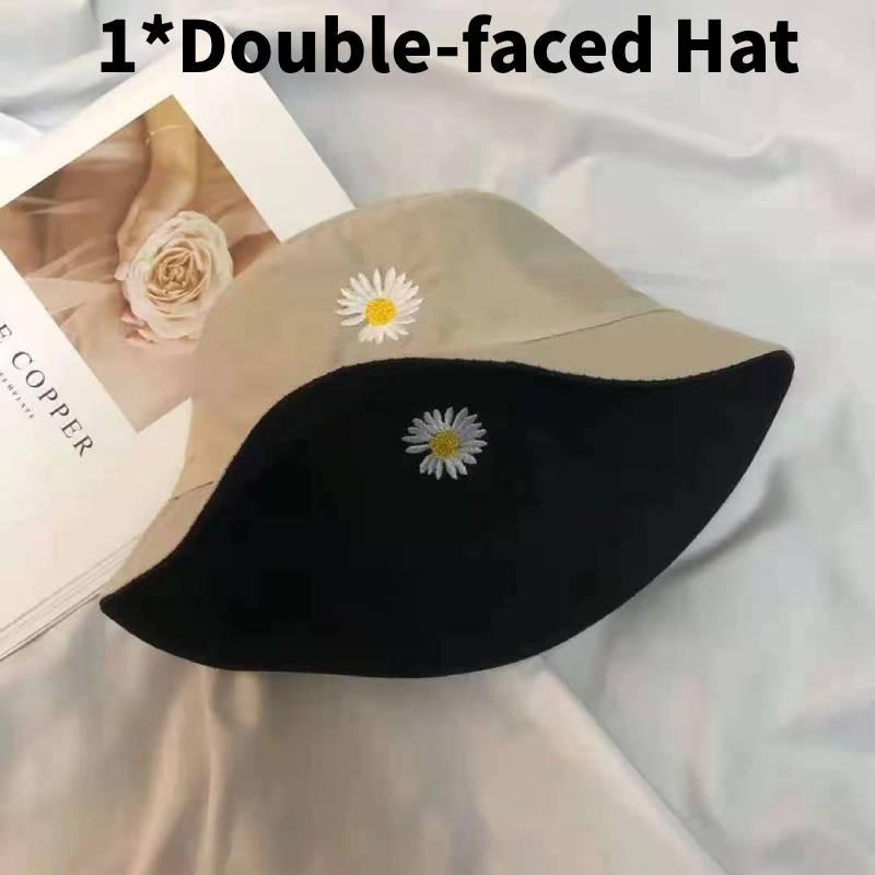 Doublesided Magritte Embroidery Bucket Cap Stylish Sun Protection Fisherman Hat