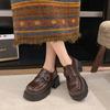 Damen Loafer 2026 Herbst Neue Mode Gürtelschnalle Klobiger Absatz Lederschuhe Höhenverstellung Outdoor Rutschfest Mittlerer Absatz Schuhe