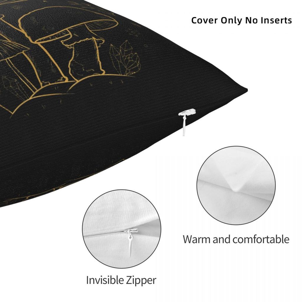 Goblincore Aesthetic Dark Academia Cottagecore Mushroom Square Pillow Covers Car Cushion Case Cute Decorative Throw Pillow Case