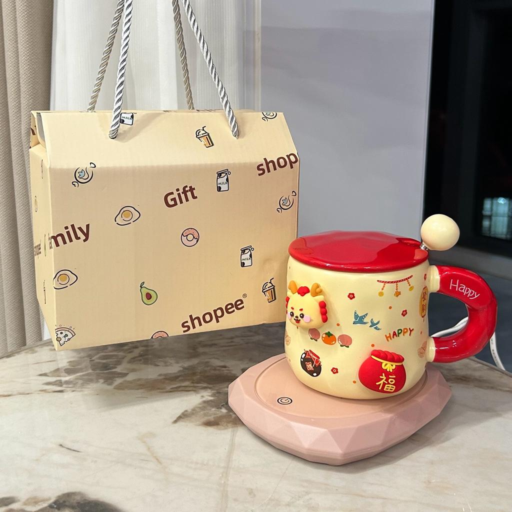New Year's Day Gift for Girls Year of The Dragon Cup Small Gift for Best Friends Girlfriend Practical Water Cup Creative Gift Box Mug