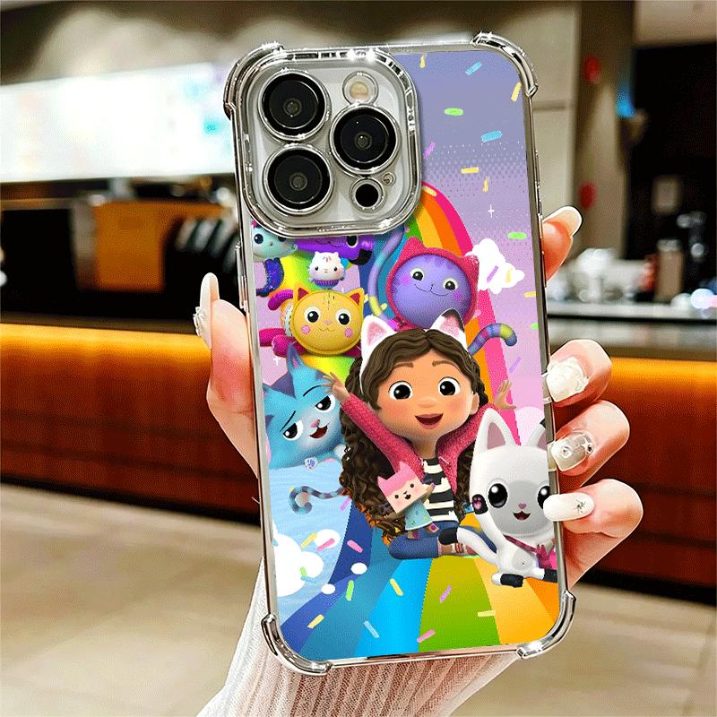 G-Gabbys Dollhouse Cartoon Plating Phone Case For Iphone 16 17 Pro Max Air 16E 14 15 Plus 12 13 Mini Anti-Fall Airabag Cover