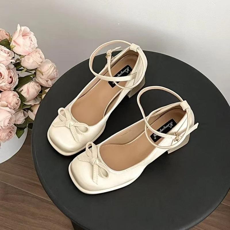Block Heel High Heels Women's French Platform Ballet Shoes