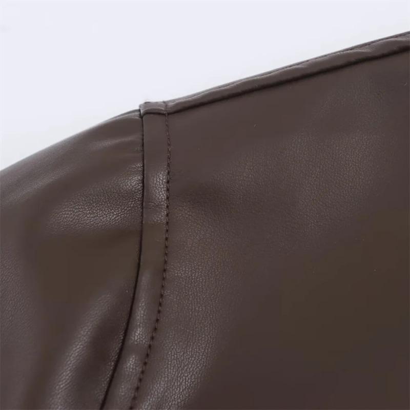 Autumn New Women's Jacket Simple Loose Clothing Casual Fashion Coat All-match Imitation Leather Pilot Jacket