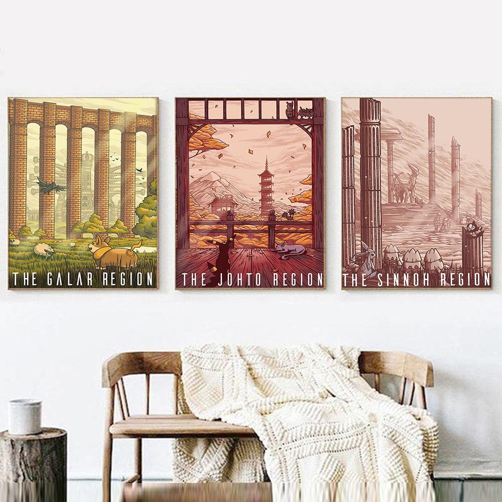 Anime Video Game Inspired Travel Poster And Prints Landscape Canvas Painting Print Wall Art Pictures Home Decor Christmas Gift