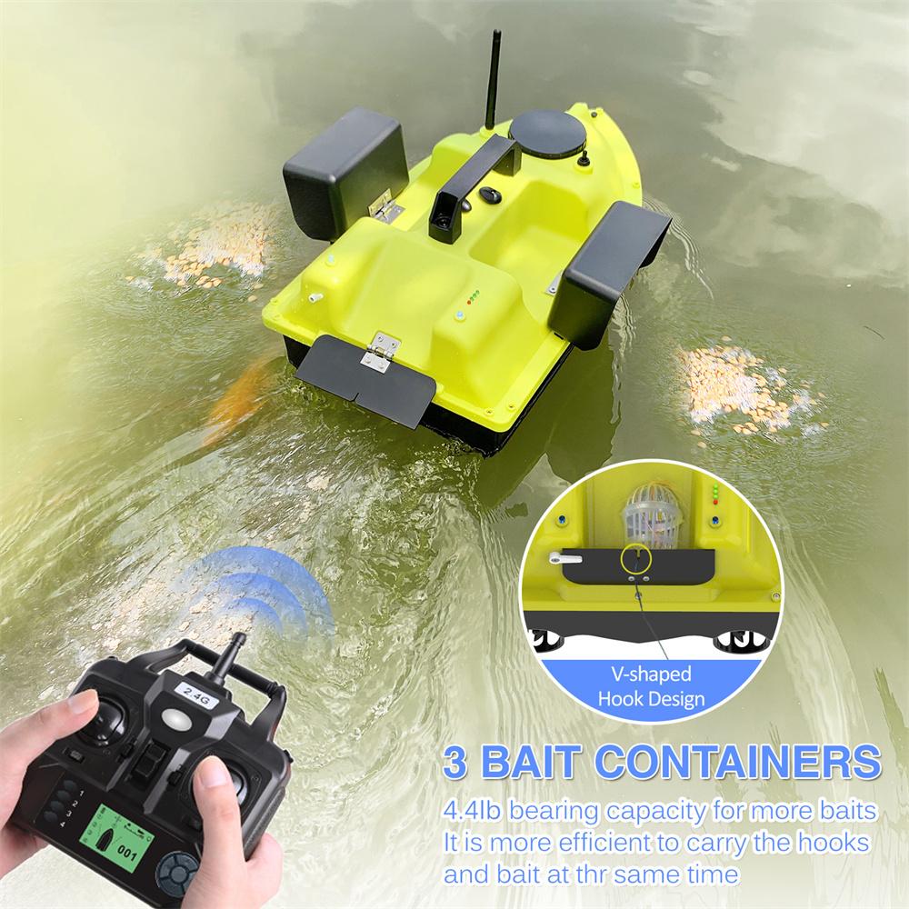 GPS Fishing Bait Boat with 3 Bait Containers Automatic Bait Boat with 400-500M Remote Range 5200mAh Fishing Feeder Fish Finder