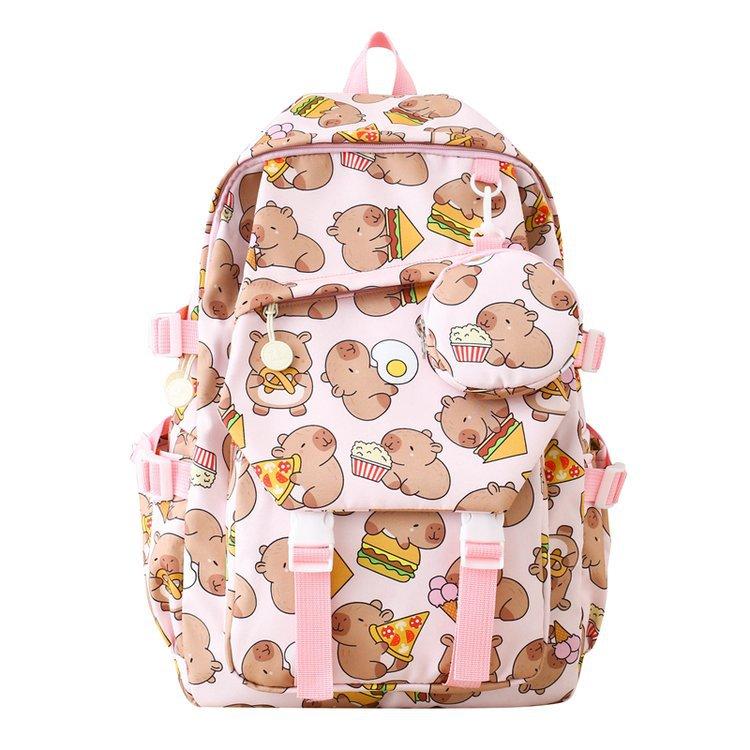 Schoolbag Kapibara Capybara School Bag Large Capacity Junior High School Elementary School Students Cute Backpack Versatile Cartoon Backpack Tide